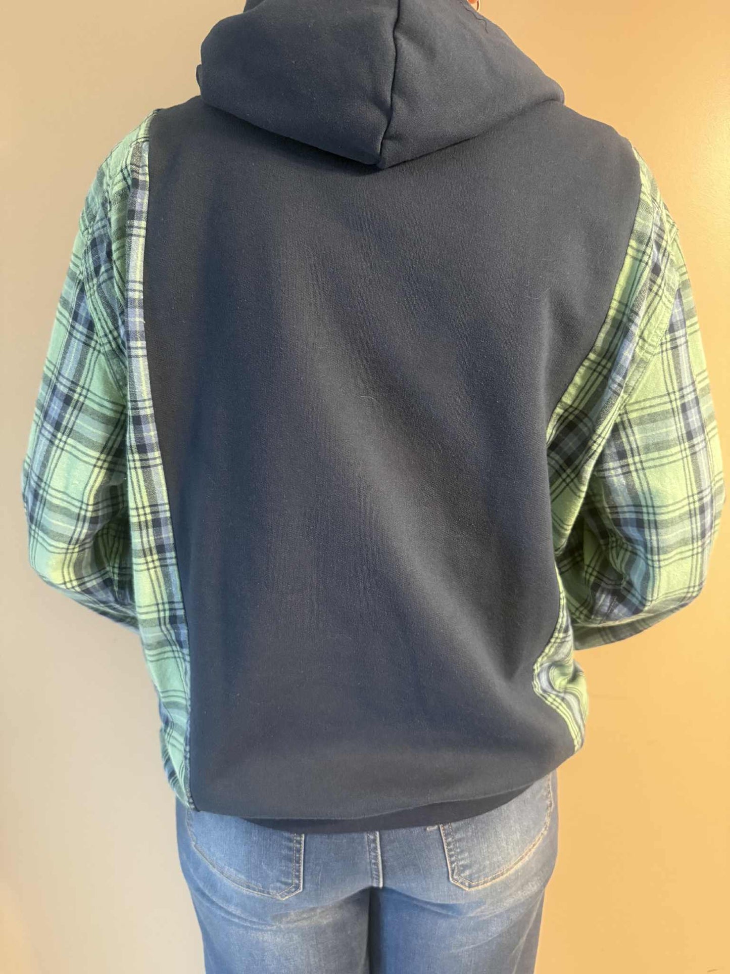 Upcycled Hoodie / Sweatshirt - Blue Birds (Medium)