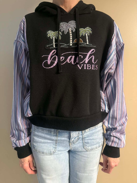 Upcycled Hoodie / Sweatshirt - Beach Vibes (Medium)