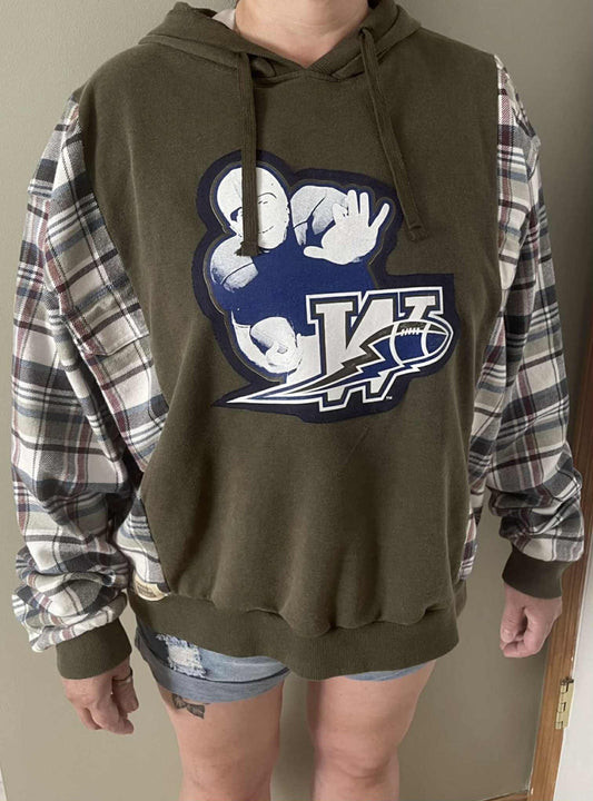 Upcycled Hoodie / Sweatshirt - Blue Bombers (Large)