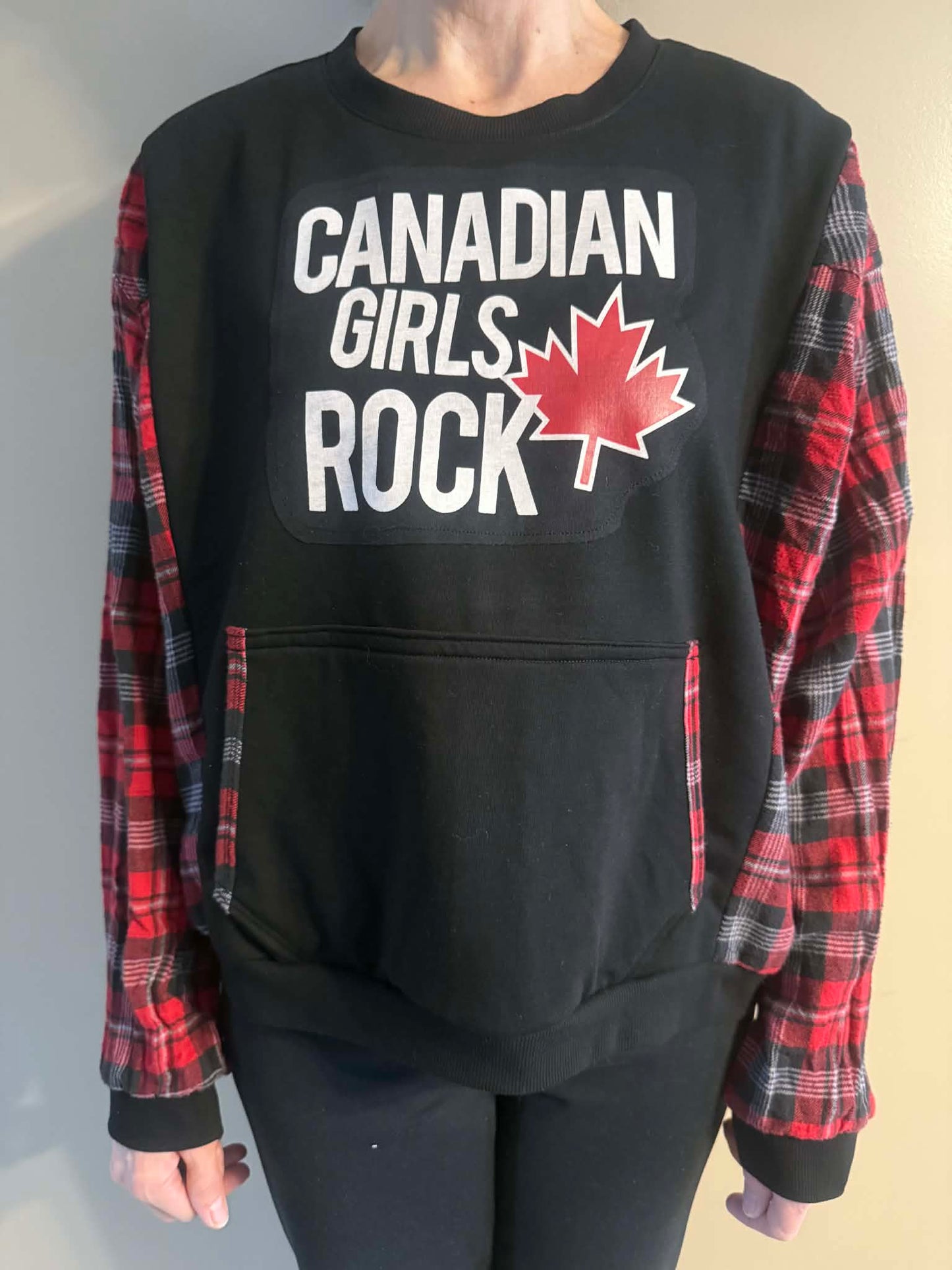 Upcycled Hoodie / Sweatshirt - Canadian Girls Rock (XL)