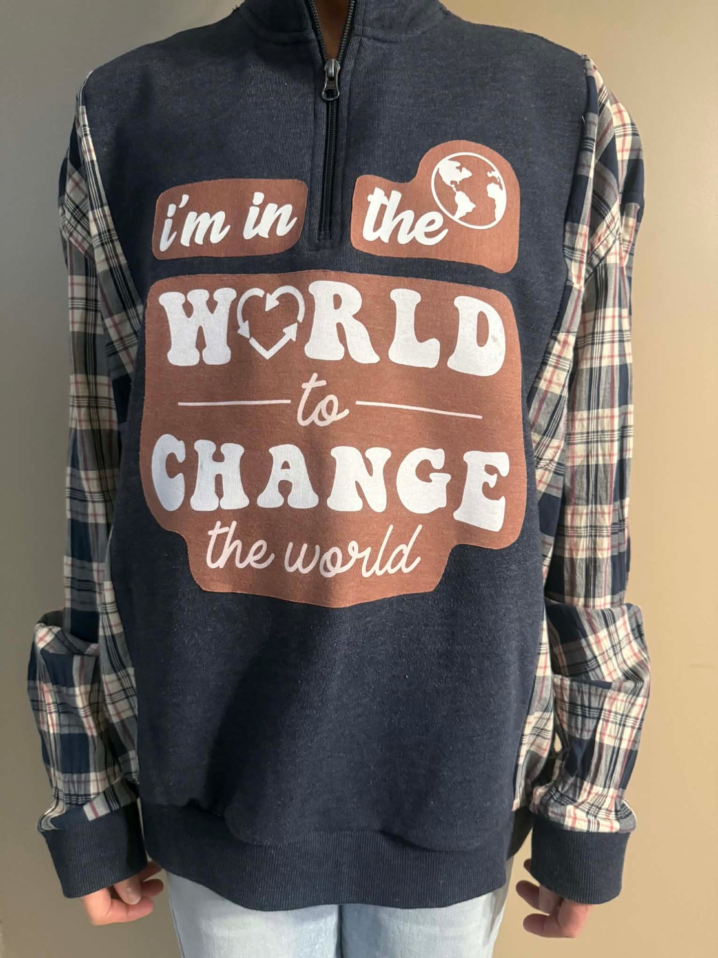 Upcycled Hoodie / Sweatshirt - Change in the World (2XL)