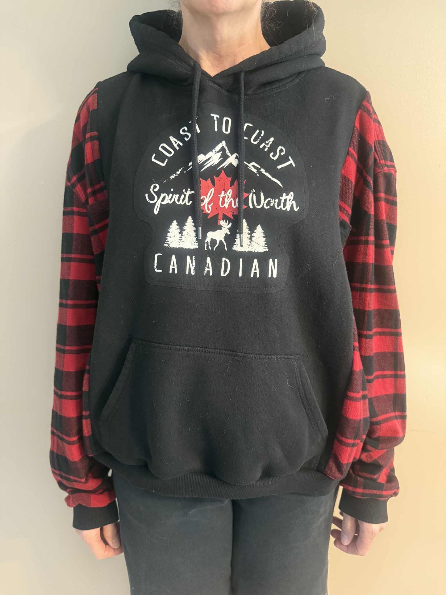 Upcycled Hoodie / Sweatshirt - Coast to Coast Canada (Large)