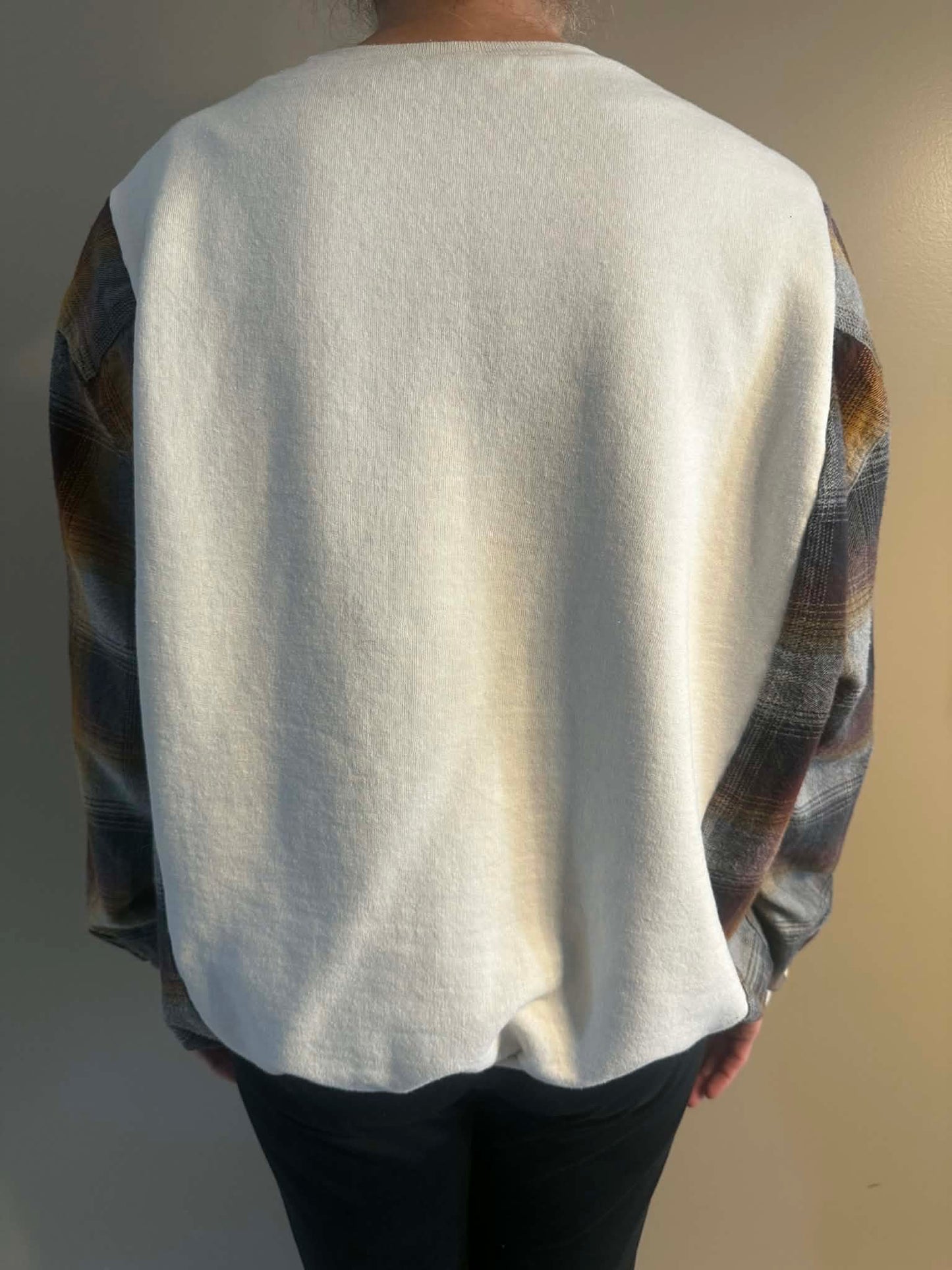 Upcycled Hoodie / Sweatshirt - Coffee & Cream (2XL)