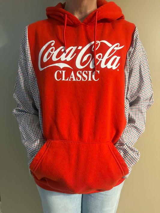 Upcycled Hoodie / Sweatshirt - Classic Coke (XL)