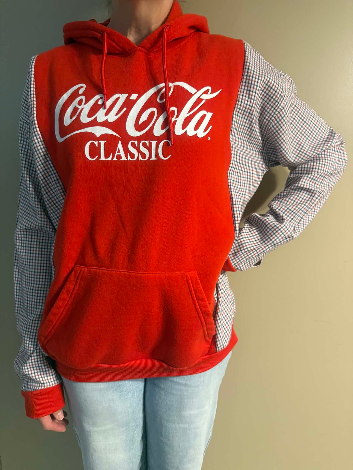 Upcycled Hoodie / Sweatshirt - Classic Coke (XL)