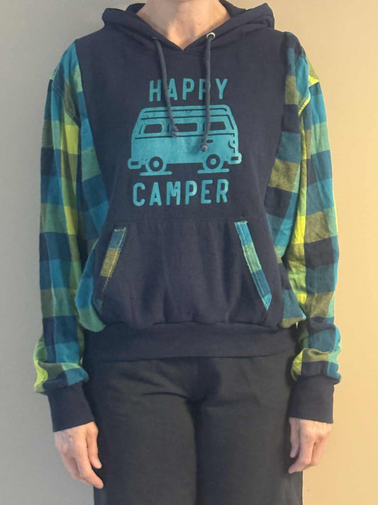 Upcycled Hoodie / Sweatshirt - Happy Camper (Small)