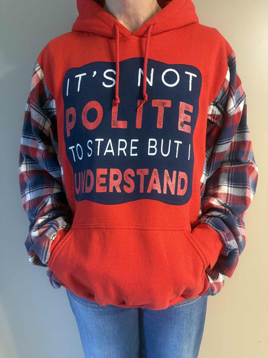 Upcycled Hoodie / Sweatshirt - It's Not Polite (2XL)