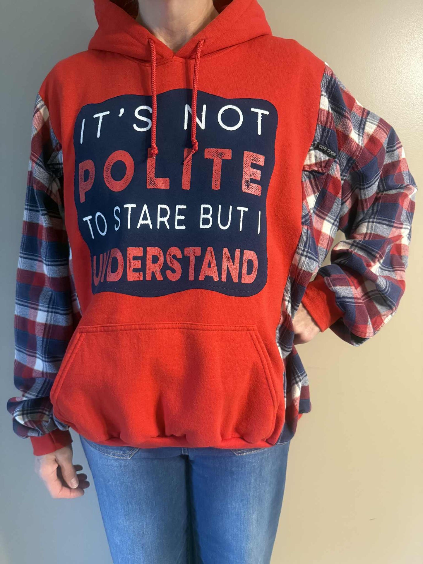 Upcycled Hoodie / Sweatshirt - It's Not Polite (2XL)