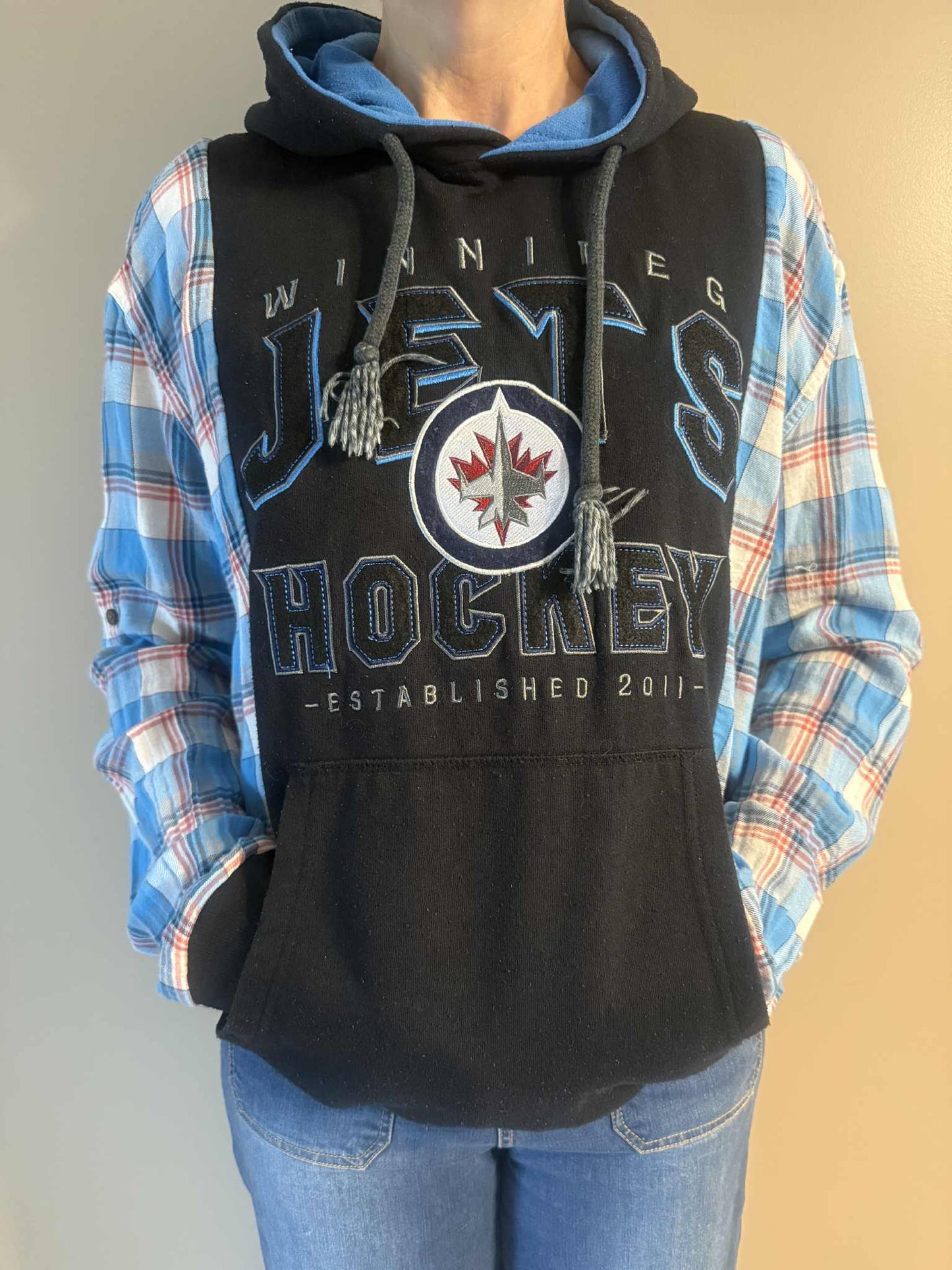Upcycled Hoodie / Sweatshirt - Winnipeg Jets (Large)