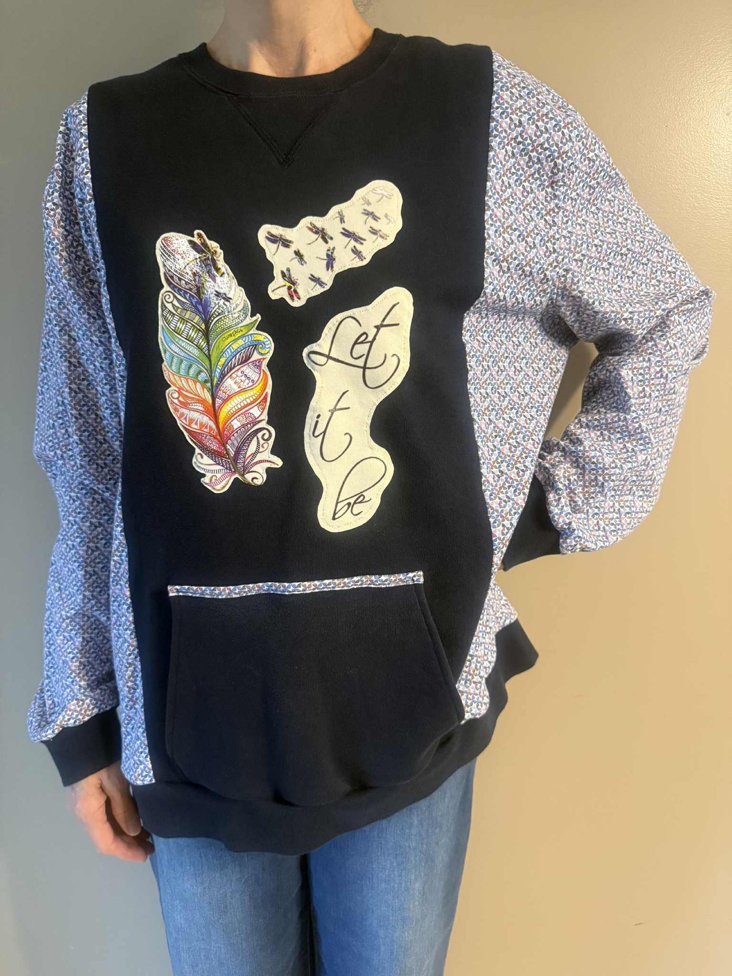 Upcycled Hoodie / Sweatshirt - Let it Be (XL)