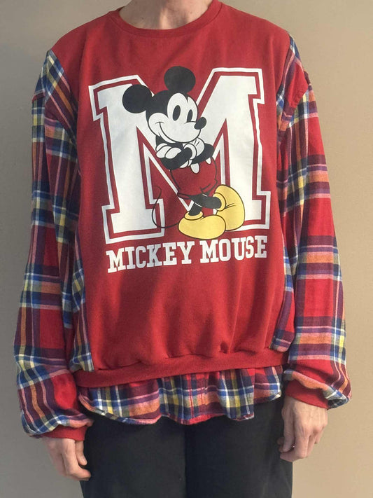 Upcycled Hoodie / Sweatshirt - Mickey Mouse (2XL)