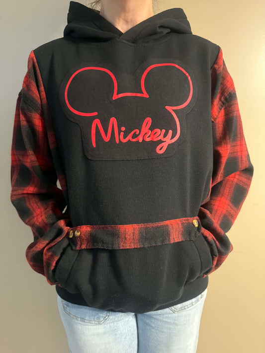 Upcycled Hoodie / Sweatshirt - Mickey with Ears (XL)