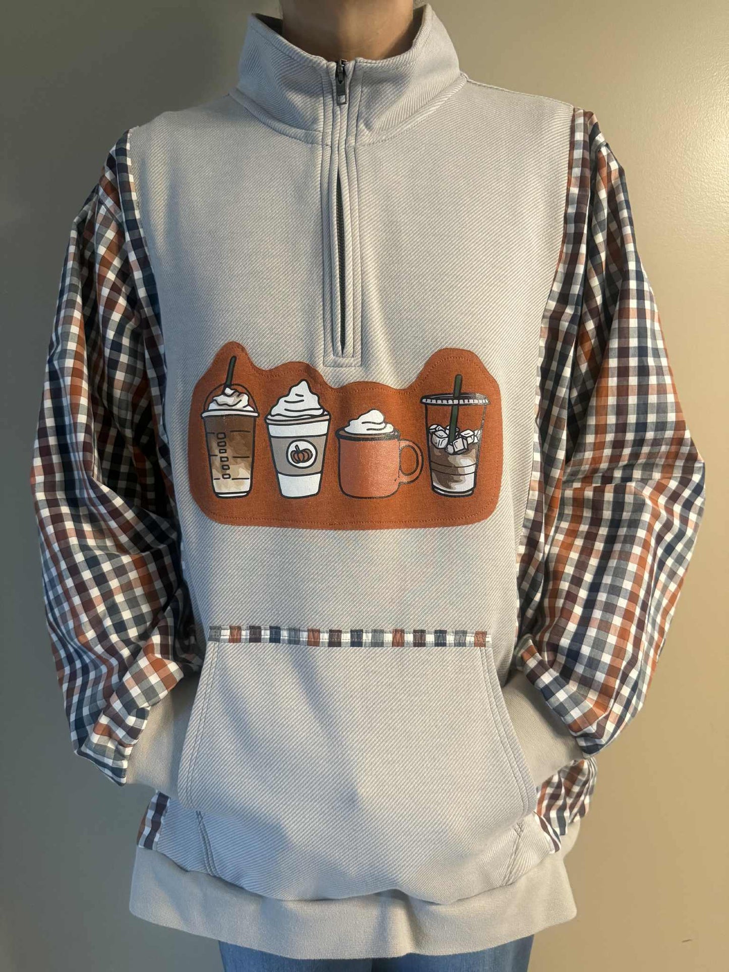 Upcycled Hoodie / Sweatshirt - Pumpkin Spice (2XL)