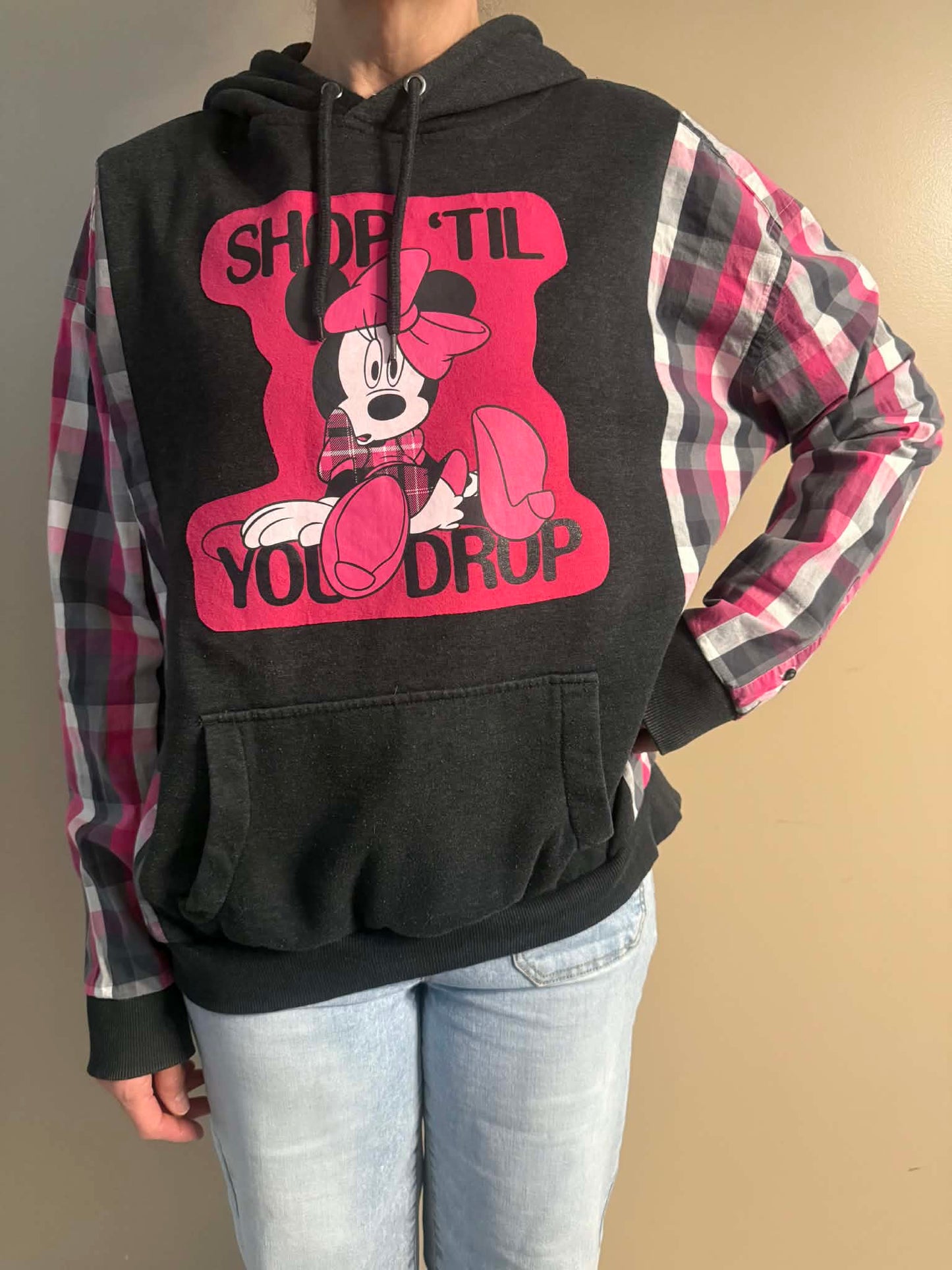 Upcycled Hoodie / Sweatshirt - Shop Til You Drop (XL)