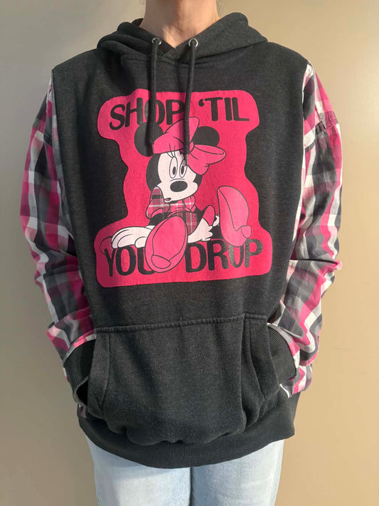 Upcycled Hoodie / Sweatshirt - Shop Til You Drop (XL)