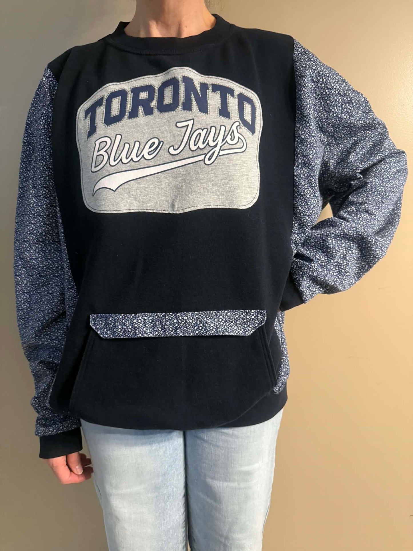 Upcycled Hoodie / Sweatshirt - TO Blue Jays Sparkle (2 XL)