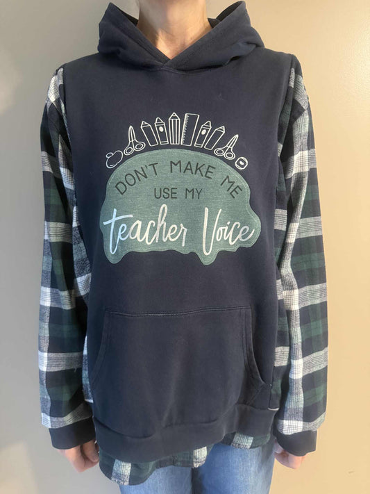 Upcycled Hoodie / Sweatshirt - Teacher's Voice (XL)