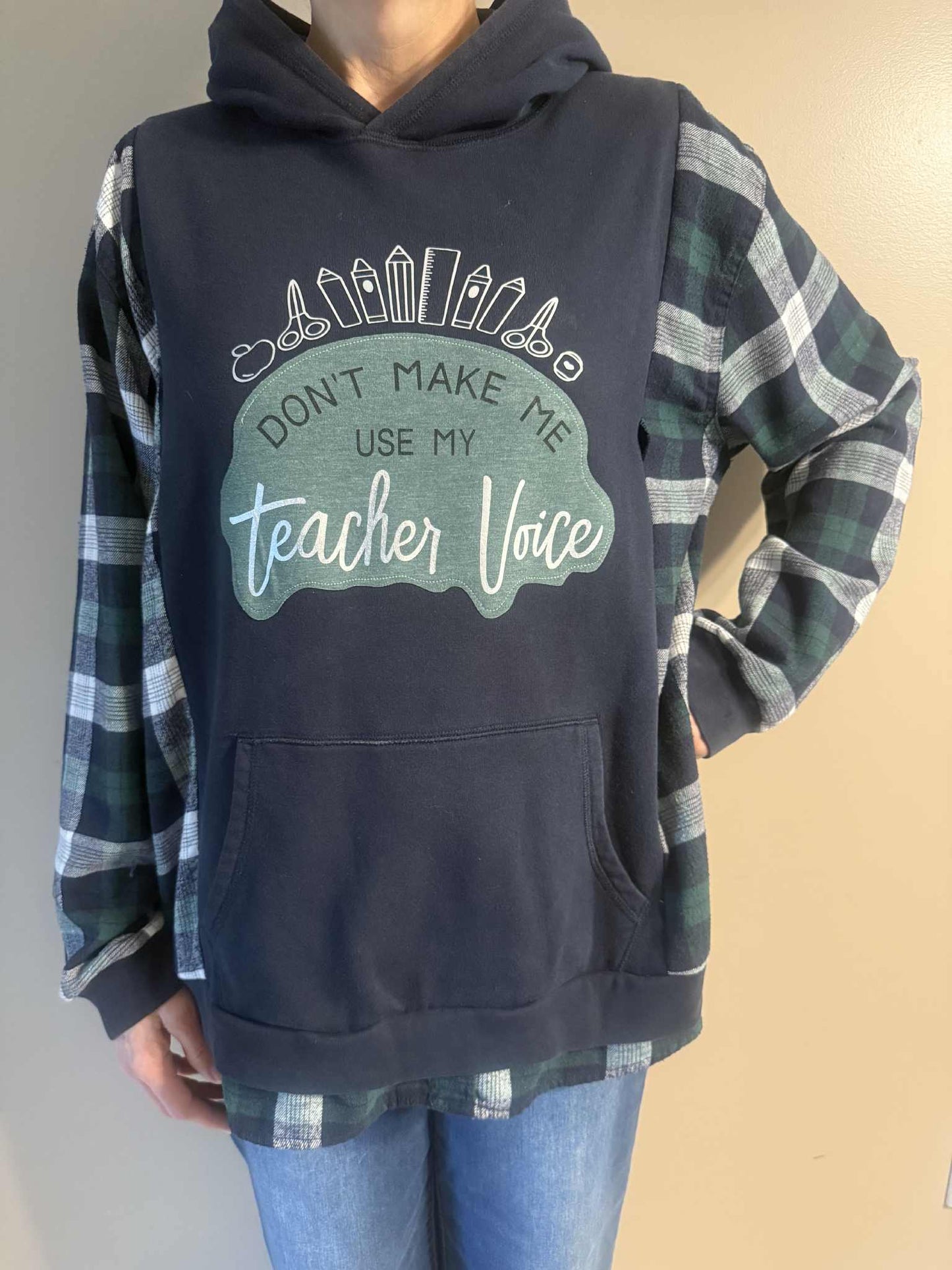Upcycled Hoodie / Sweatshirt - Teacher's Voice (XL)