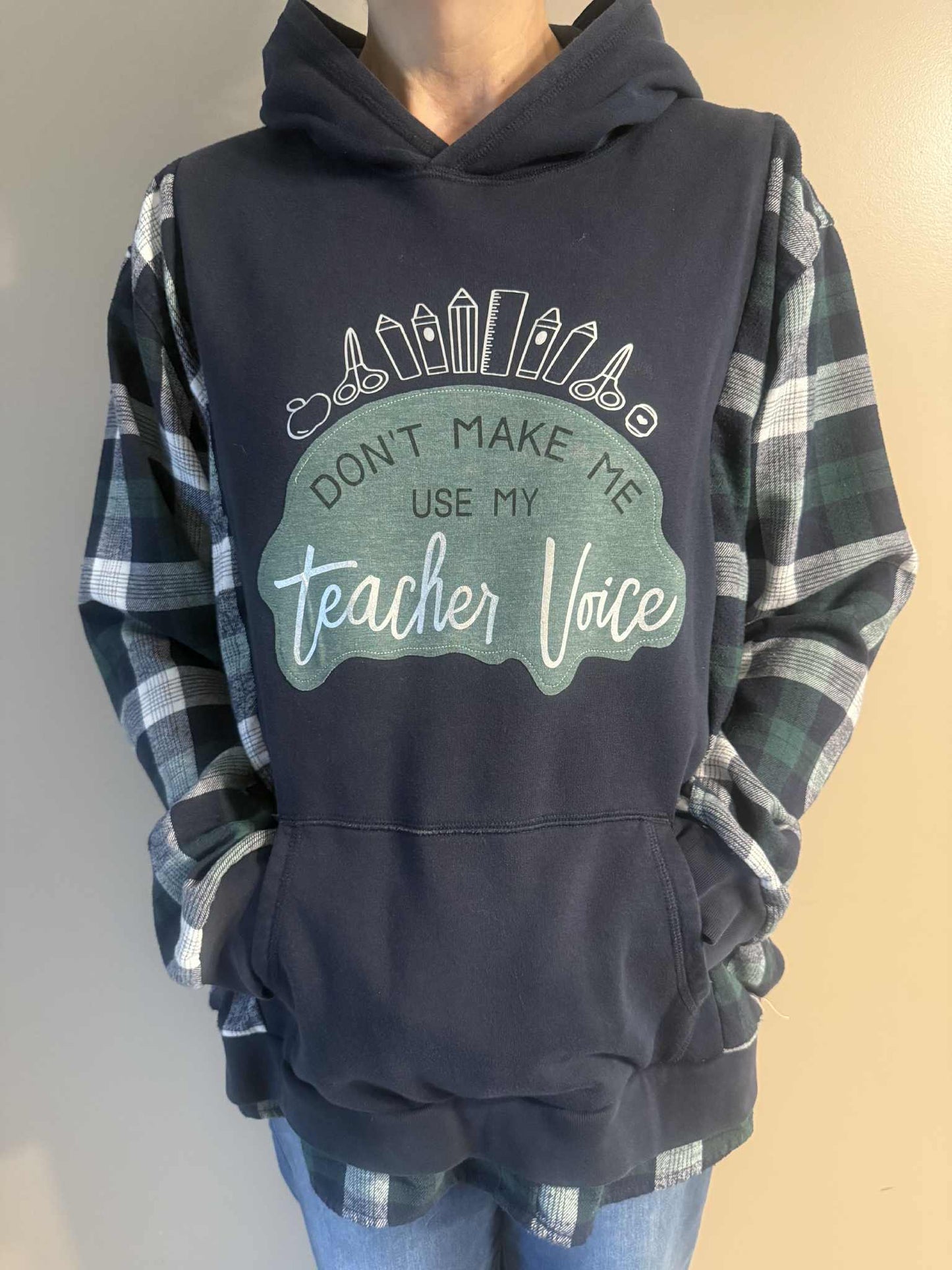 Upcycled Hoodie / Sweatshirt - Teacher's Voice (XL)