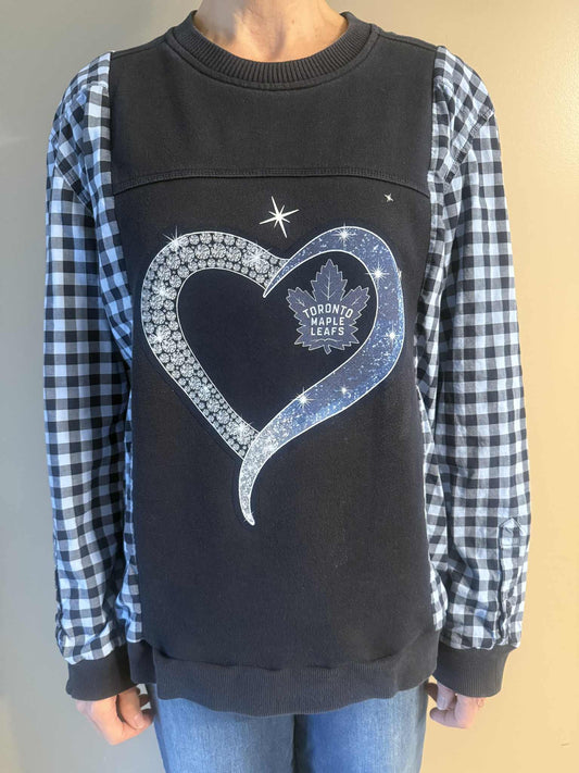 Upcycled Hoodie / Sweatshirt - Toronto Maple Leafs (Large)