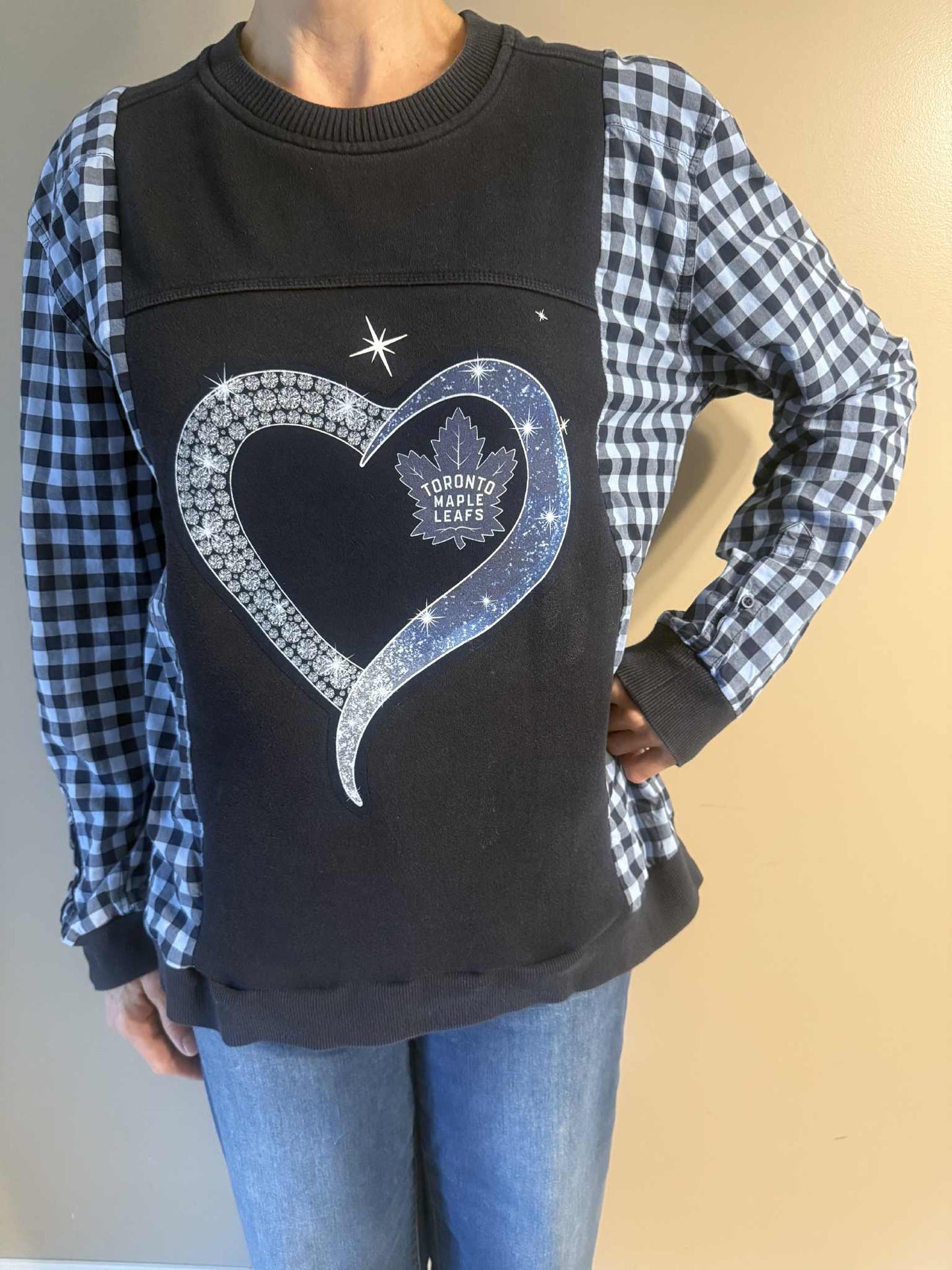 Upcycled Hoodie / Sweatshirt - Toronto Maple Leafs (Large)